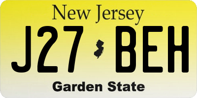 NJ license plate J27BEH