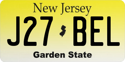 NJ license plate J27BEL