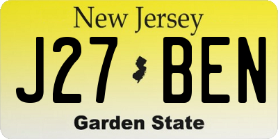 NJ license plate J27BEN