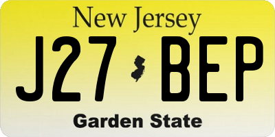NJ license plate J27BEP