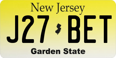 NJ license plate J27BET