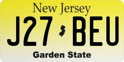 NJ license plate J27BEU