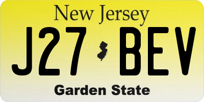 NJ license plate J27BEV