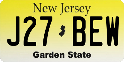 NJ license plate J27BEW