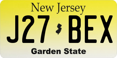 NJ license plate J27BEX