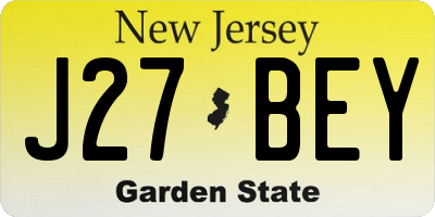 NJ license plate J27BEY