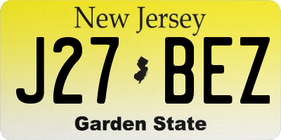 NJ license plate J27BEZ