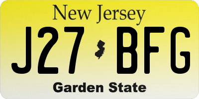 NJ license plate J27BFG