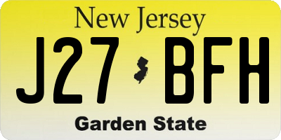 NJ license plate J27BFH