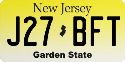 NJ license plate J27BFT