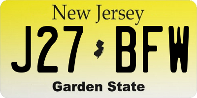 NJ license plate J27BFW