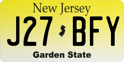 NJ license plate J27BFY