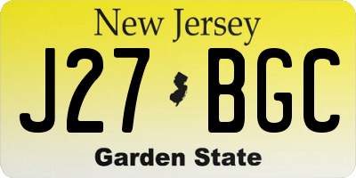NJ license plate J27BGC