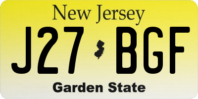 NJ license plate J27BGF