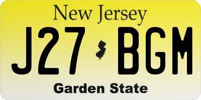 NJ license plate J27BGM