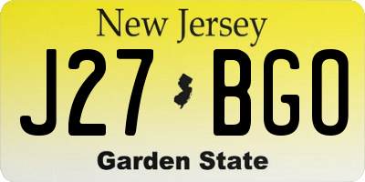 NJ license plate J27BGO