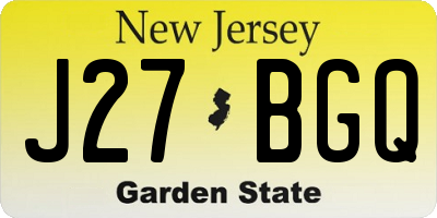 NJ license plate J27BGQ