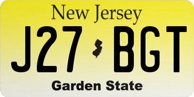 NJ license plate J27BGT