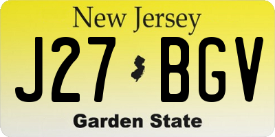NJ license plate J27BGV