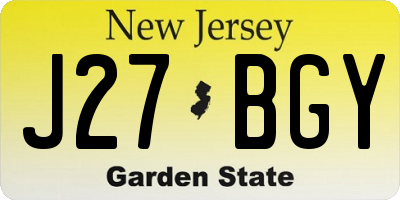 NJ license plate J27BGY