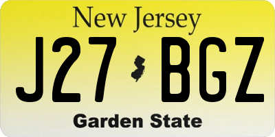 NJ license plate J27BGZ