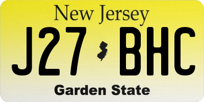 NJ license plate J27BHC