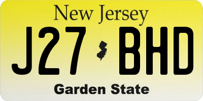 NJ license plate J27BHD