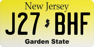 NJ license plate J27BHF