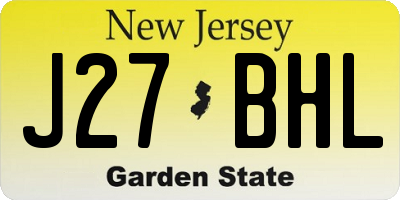 NJ license plate J27BHL