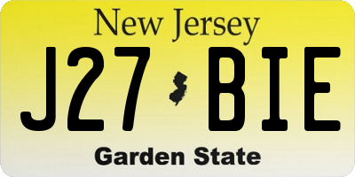 NJ license plate J27BIE