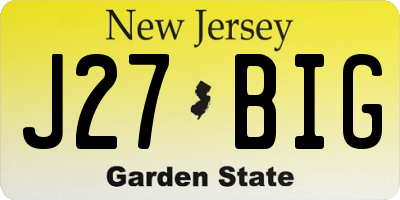 NJ license plate J27BIG