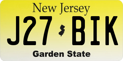 NJ license plate J27BIK