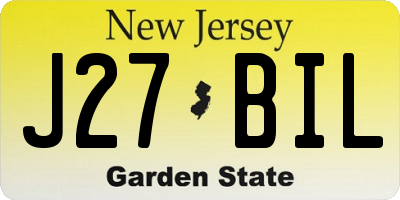 NJ license plate J27BIL