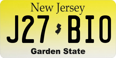 NJ license plate J27BIO
