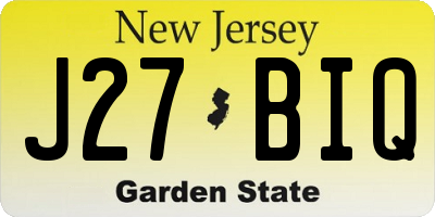 NJ license plate J27BIQ