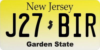 NJ license plate J27BIR