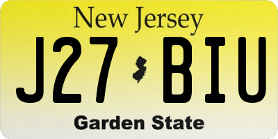 NJ license plate J27BIU