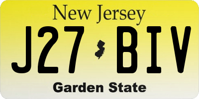 NJ license plate J27BIV