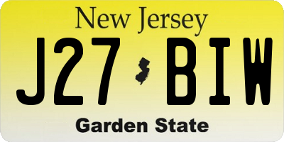 NJ license plate J27BIW