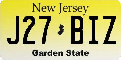 NJ license plate J27BIZ