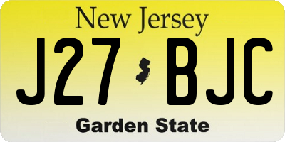 NJ license plate J27BJC