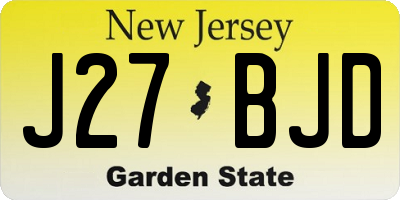 NJ license plate J27BJD