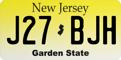 NJ license plate J27BJH