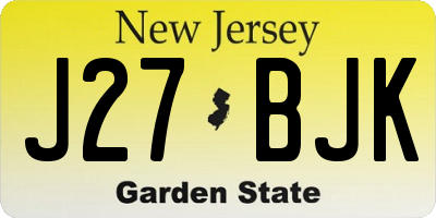 NJ license plate J27BJK