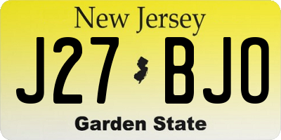 NJ license plate J27BJO