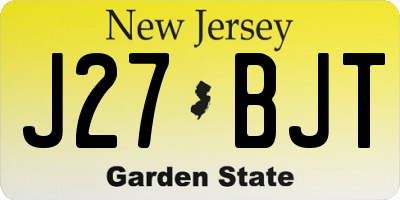 NJ license plate J27BJT
