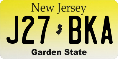 NJ license plate J27BKA