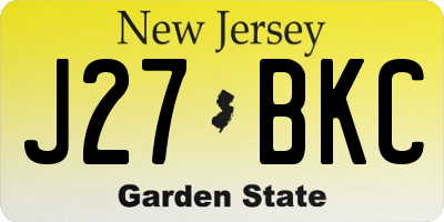 NJ license plate J27BKC