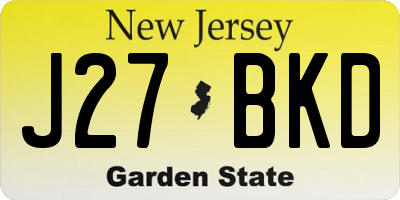 NJ license plate J27BKD
