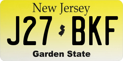 NJ license plate J27BKF